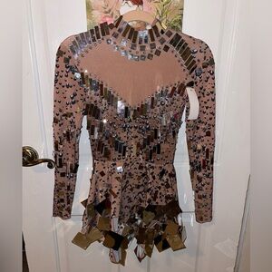 Born In Stockholm Raquel Mirror Party Dress Beige